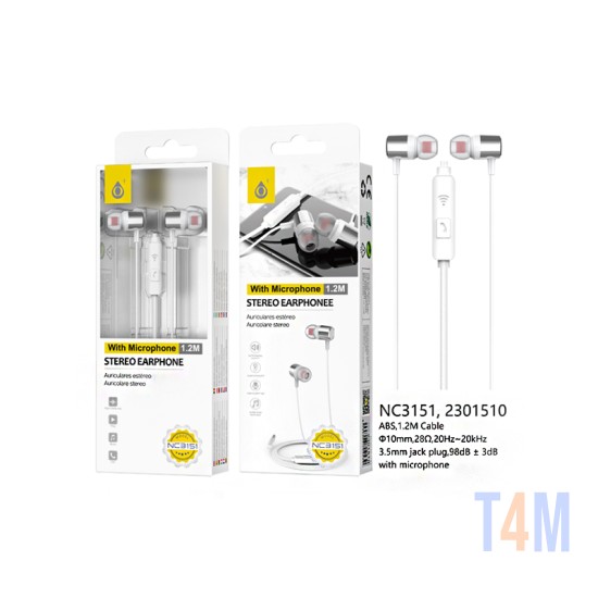 ONEPLUS EARPHONES NC3151 PL WITH MICROPHONE AND MULTIFUNCTIONAL BUTTON 1.2M SILVER